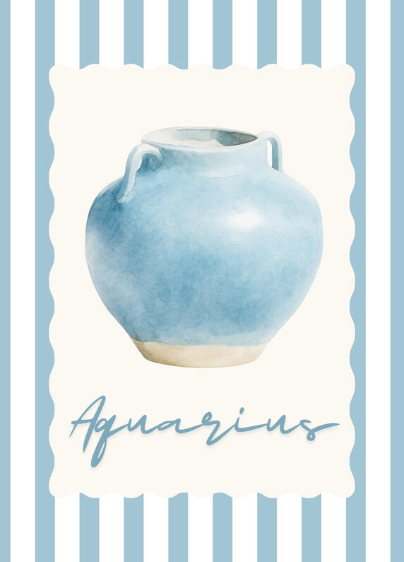 Aquarius zodiac postcard with personalised tarot reading from The House of Good Fortune.