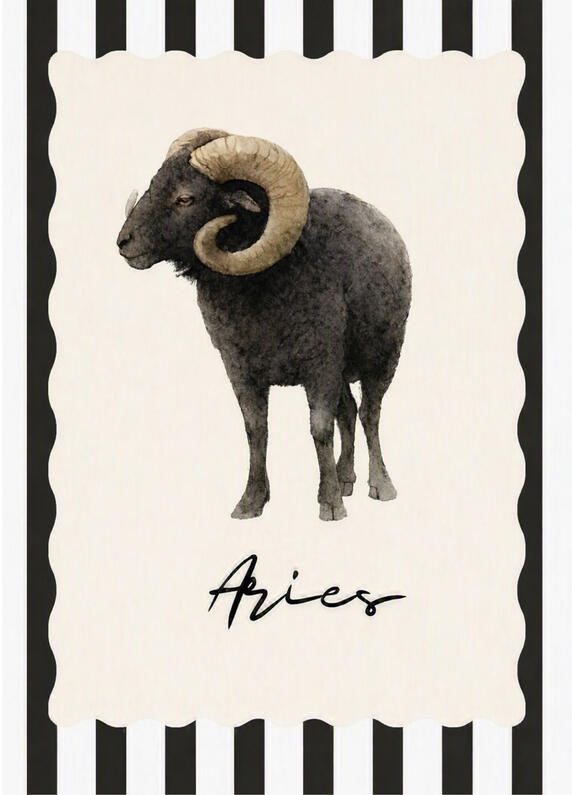 Aries zodiac postcard with personalised tarot reading from The House of Good Fortune.