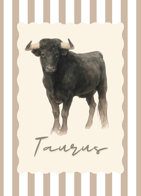 Taurus zodiac postcard with personalised tarot reading from The House of Good Fortune.